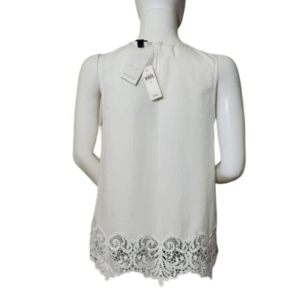 Banana Republic Factory Tank Top S White Lace Hem Sleeveless Eyelet NWT - Picture 3 of 7